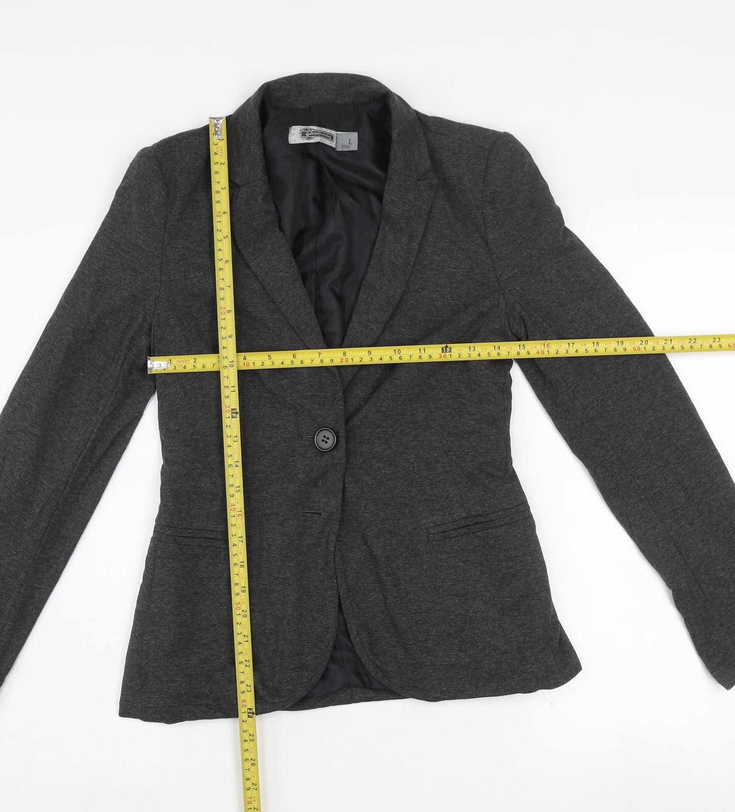 Stradivarius Womens Grey L Slim Fit Single Breasted Blazer Jacket
