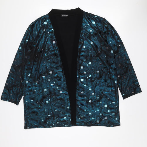 MEGA Design Women's Blue Sequin V-Neck Long Sleeve Cardigan Size 2XL