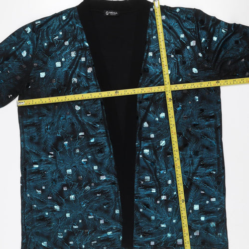 MEGA Design Women's Blue Sequin V-Neck Long Sleeve Cardigan Size 2XL