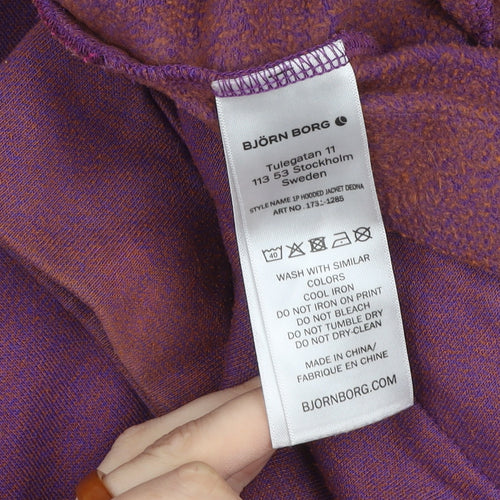 Björn Borg Women's Purple Cotton Blend Hooded Zip Jacket Size M