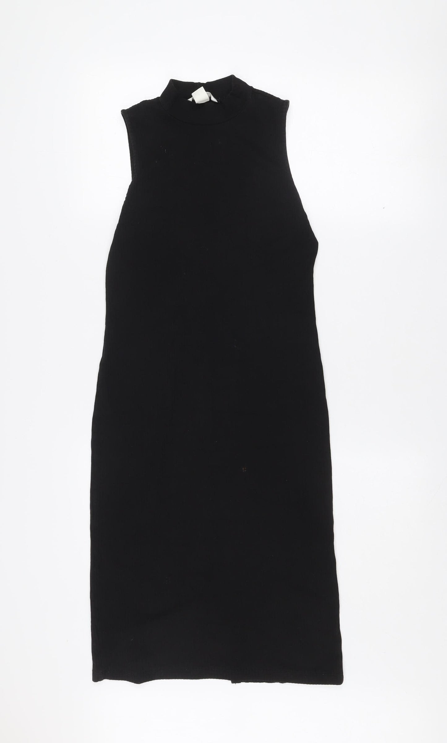 H&M Women's Black Sleeveless High Neck Bodycon Midi Dress S