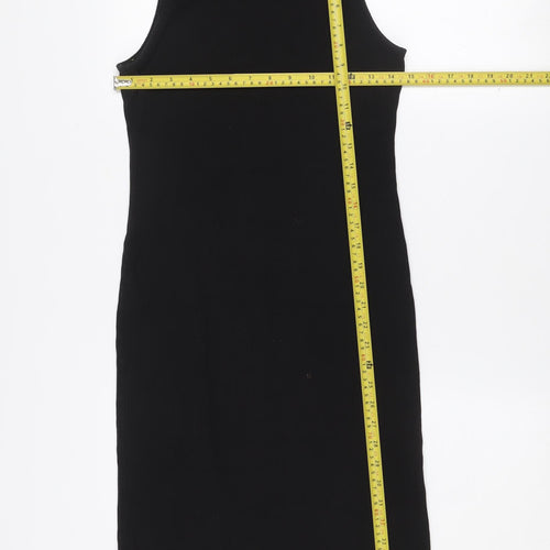 H&M Women's Black Sleeveless High Neck Bodycon Midi Dress S