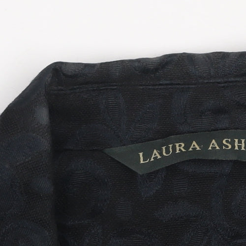 Laura Ashley Women's Black Jacquard Wool Silk Two-Button Blazer UK 14