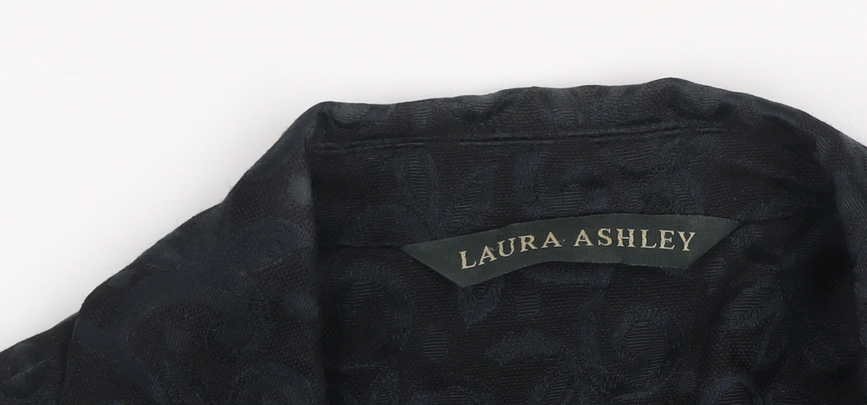 Laura Ashley Women's Black Jacquard Wool Silk Two-Button Blazer UK 14