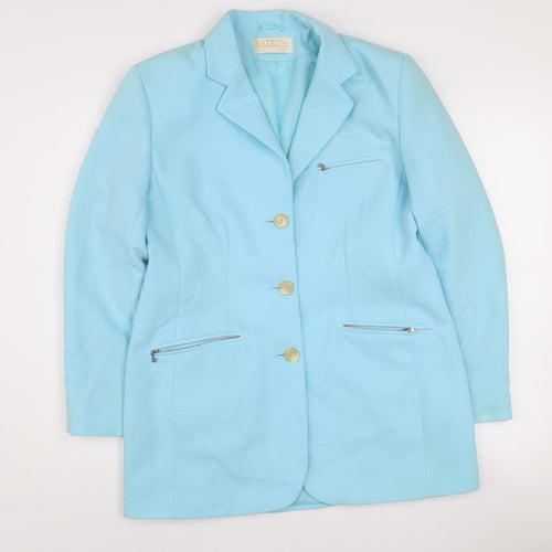 Katrin Women's Blue Long Single-Breasted Suit Jacket UK 12