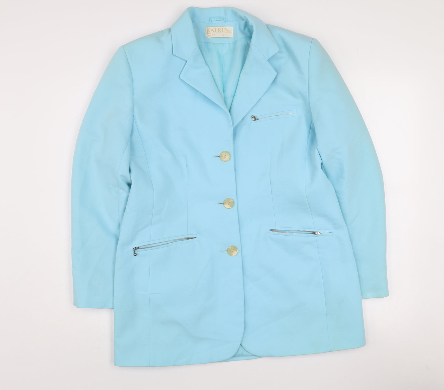 Katrin Women's Blue Long Single-Breasted Suit Jacket UK 12