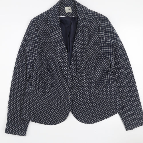 Tu Women Blue Check Blazer Size 22 Regular Fit Notch Lapel