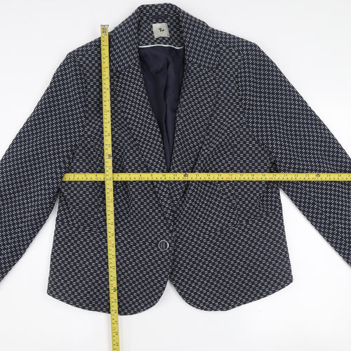Tu Women Blue Check Blazer Size 22 Regular Fit Notch Lapel