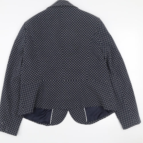 Tu Women Blue Check Blazer Size 22 Regular Fit Notch Lapel