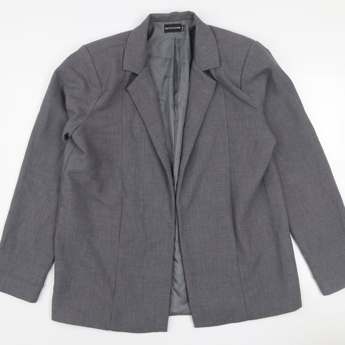 PrettyLittleThing Women Grey Size 8 Single-Breasted Blazer Jacket