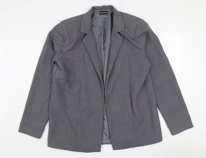 PrettyLittleThing Women Grey Size 8 Single-Breasted Blazer Jacket