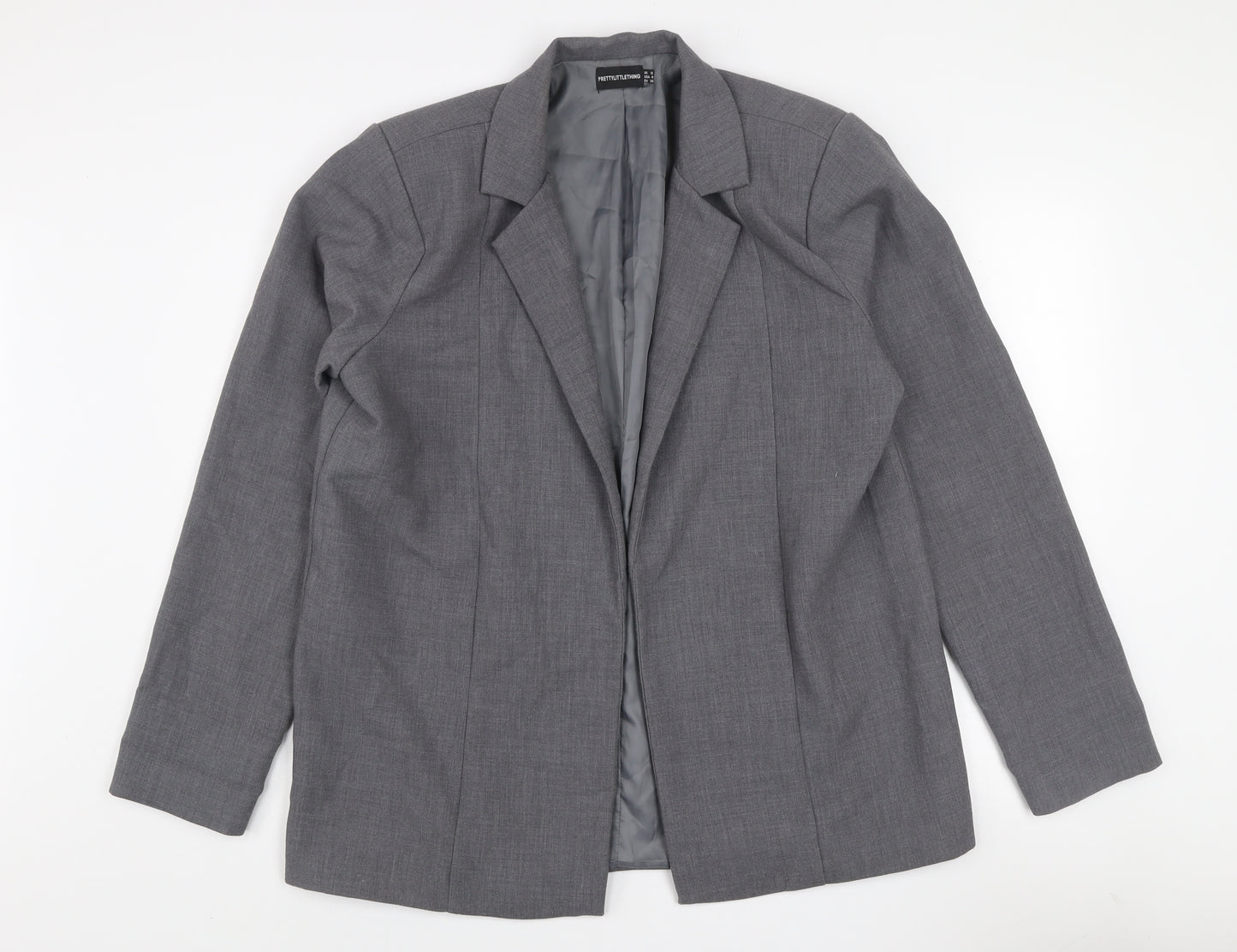 PrettyLittleThing Women Grey Size 8 Single-Breasted Blazer Jacket