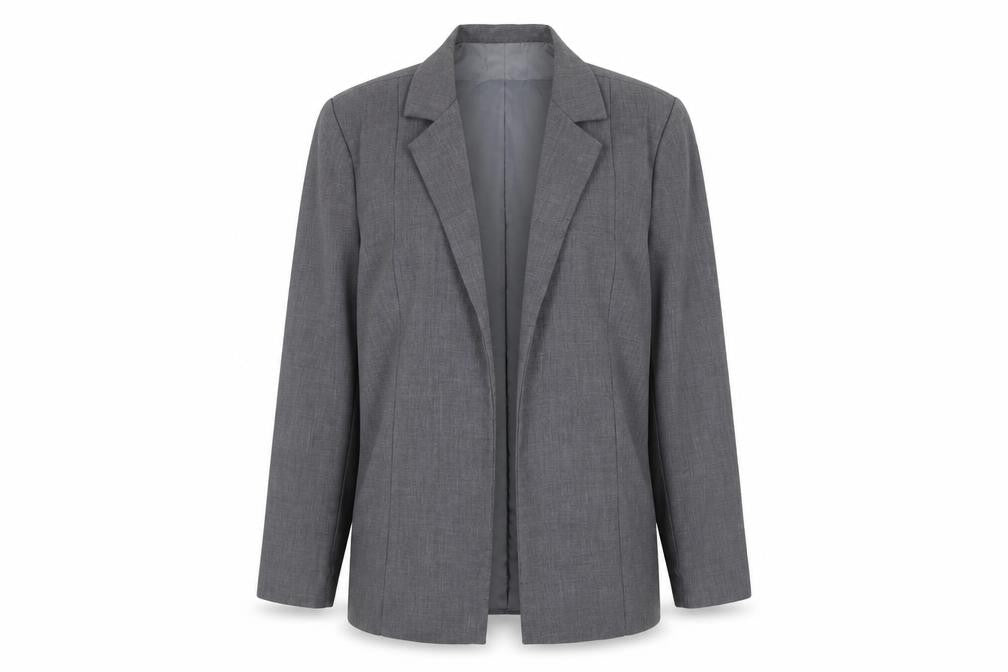 Front view of PRETTYLITTLETHING Women Grey, size 8, Single-Breasted Blazer Jacket