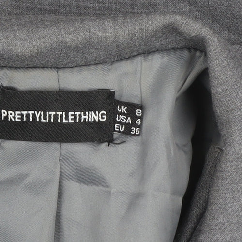 PrettyLittleThing Women Grey Size 8 Single-Breasted Blazer Jacket