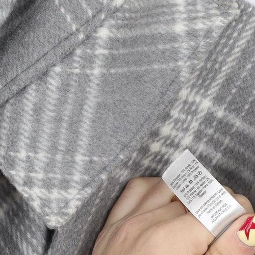 George Women Grey Check Wool Blend Mid-Length Coat Size 14