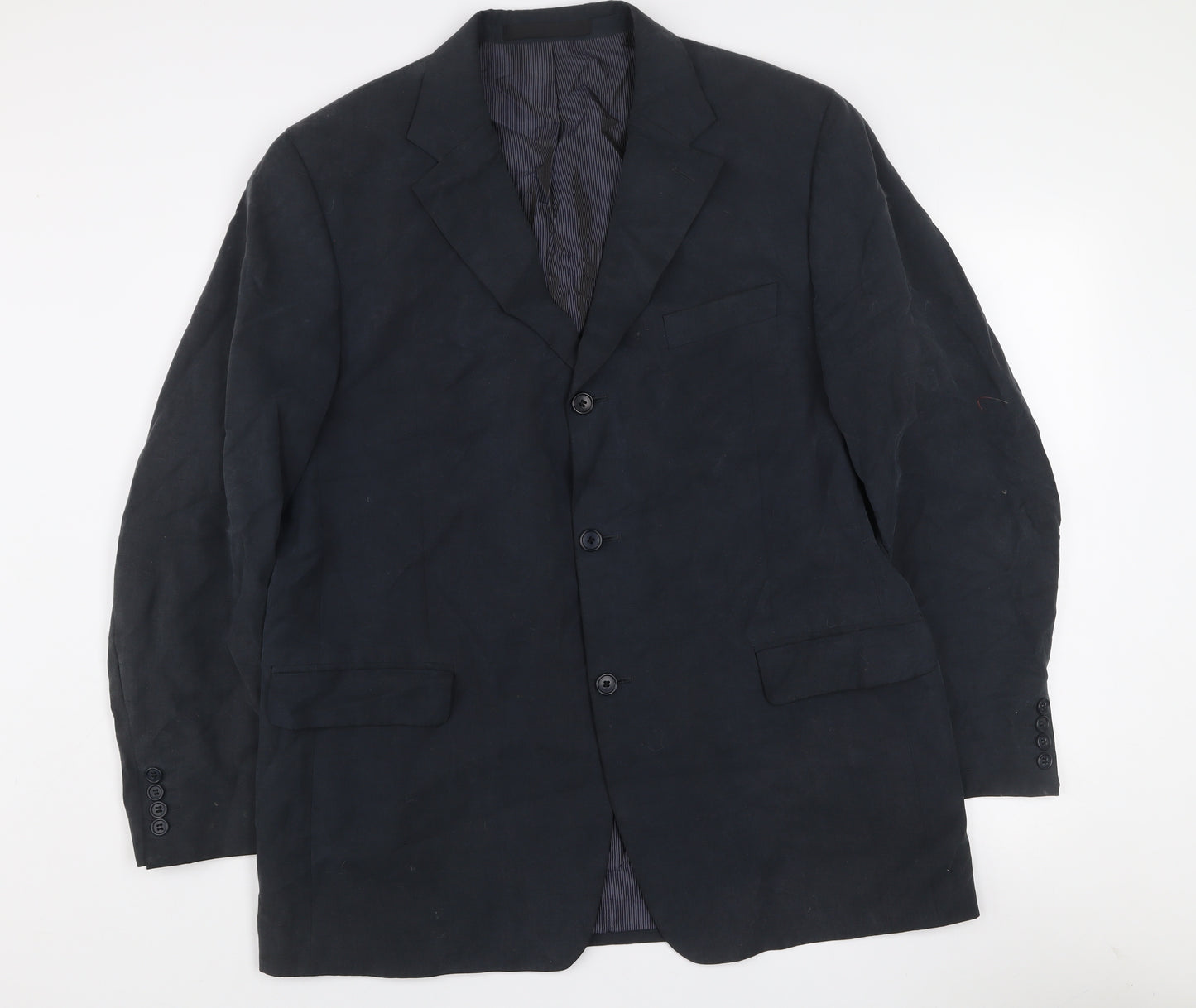 Marks and Spencer Men's Navy Linen Blend Single-Breasted Blazer Medium 41in Chest