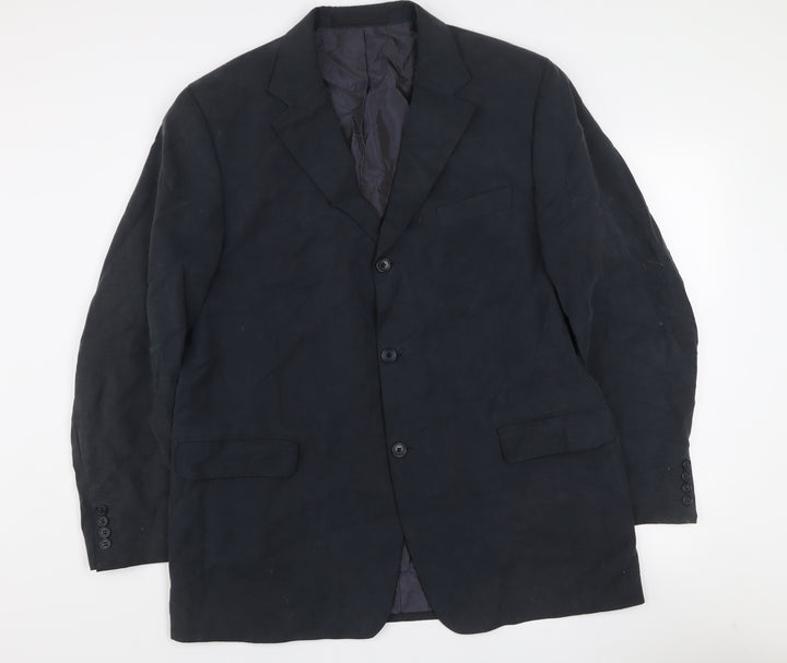 Marks and Spencer Men's Navy Linen Blend Single-Breasted Blazer Medium 41in Chest
