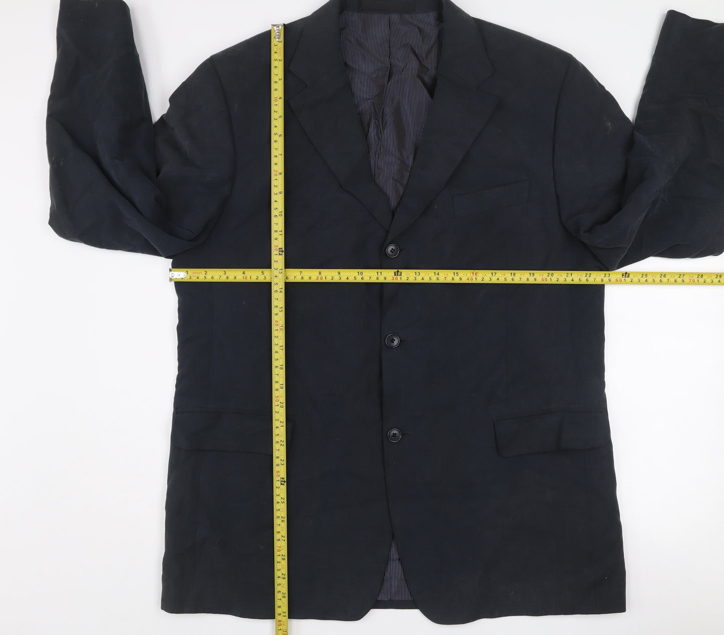 Marks and Spencer Men's Navy Linen Blend Single-Breasted Blazer Medium 41in Chest