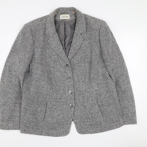 Eastex Women’s Grey Bouclé Lined Wool Blend Blazer Jacket UK 20