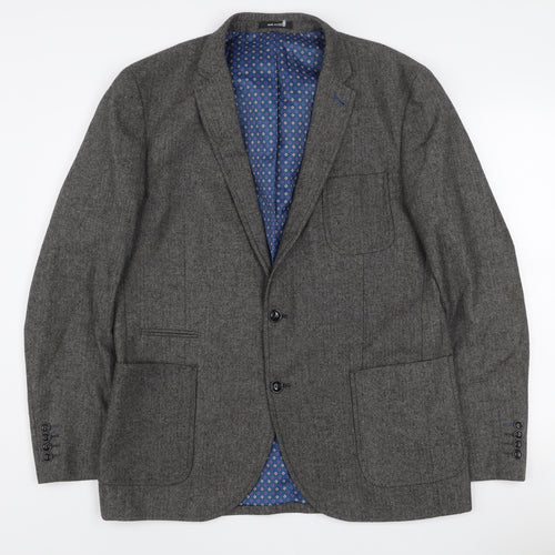 Cedar Wood State Men’s Grey Herringbone Wool Blend Slim Fit Blazer L
