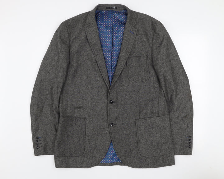 Cedar Wood State Men’s Grey Herringbone Wool Blend Slim Fit Blazer L