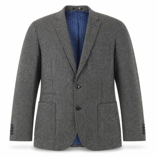 Cedarwood State Men’s Grey Herringbone Wool Blend Slim Fit Blazer L