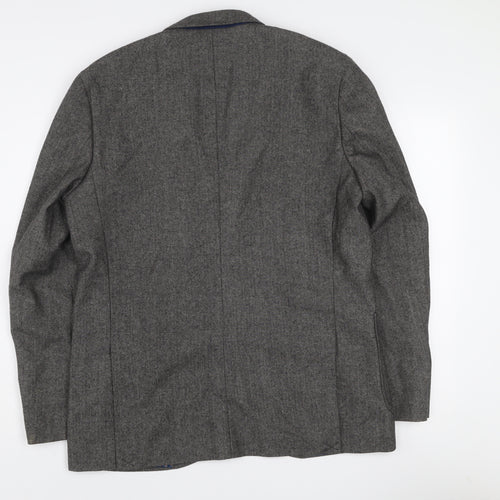 Cedar Wood State Men’s Grey Herringbone Wool Blend Slim Fit Blazer L