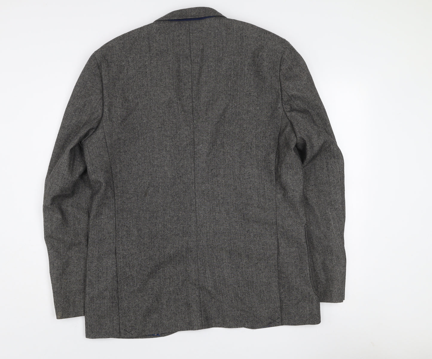 Cedar Wood State Men’s Grey Herringbone Wool Blend Slim Fit Blazer L