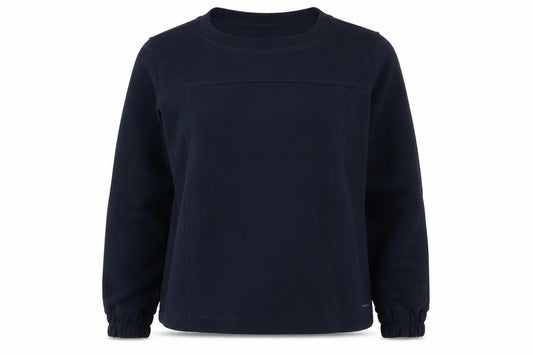 Front view of Mondetta Women's Navy Pullover Sweatshirt Medium Polyester Cotton Blend