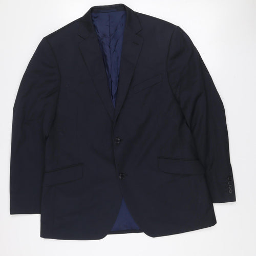 Austin Reed Men's Blue Wool Blend Two-Button Formal Blazer Jacket