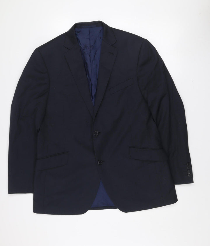 Austin Reed Men's Blue Wool Blend Two-Button Formal Blazer Jacket