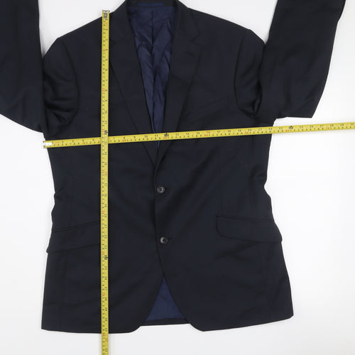 Austin Reed Men's Blue Wool Blend Two-Button Formal Blazer Jacket