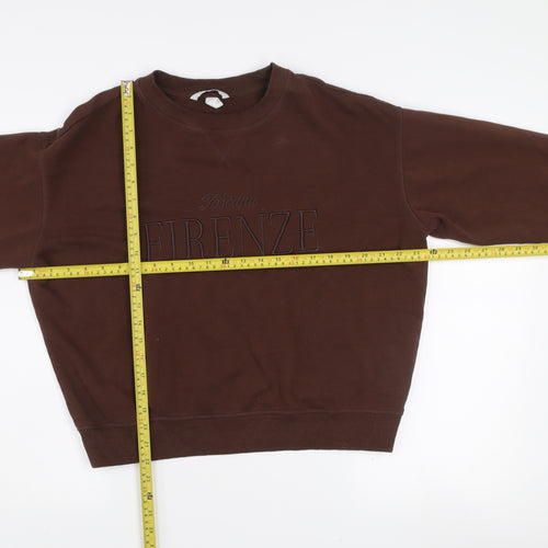 H&M Women Brown Pullover Sweatshirt Size S Toscana Firenze Graphic