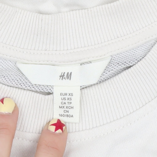 H&M Womens Ivory & Black Striped Pullover Sweatshirt XS Cotton Blend