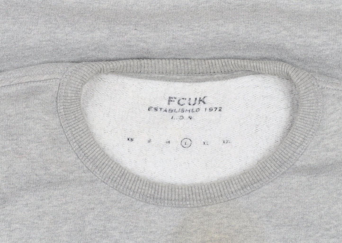 FCUK Mens Grey Graphic Panther Sweatshirt L Pullover Crew Neck