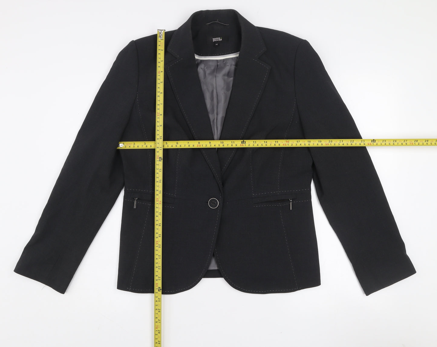 Marks and Spencer Womens Grey Size 14 Tailored Blazer Jacket