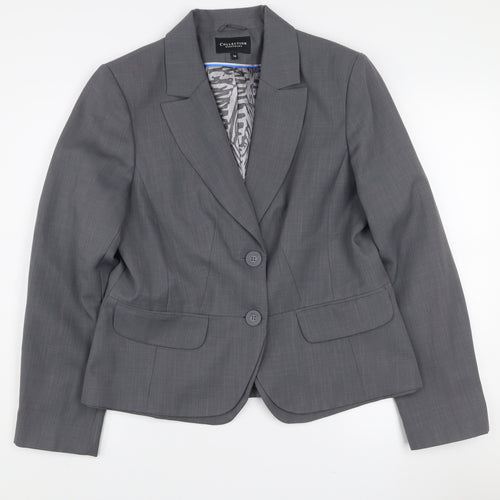 Debenhams Women Grey Size 16 Tailored Two-Button Suit Jacket