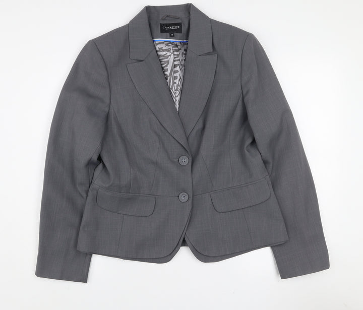 Debenhams Women Grey Size 16 Tailored Two-Button Suit Jacket
