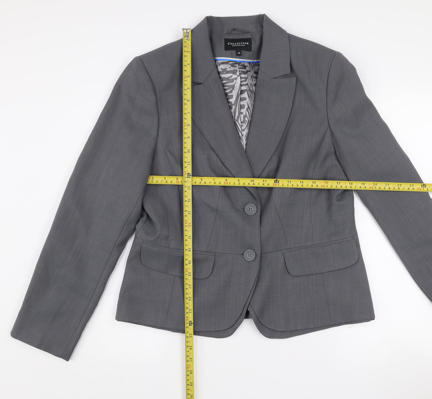 Debenhams Women Grey Size 16 Tailored Two-Button Suit Jacket