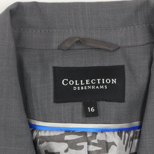 Debenhams Women Grey Size 16 Tailored Two-Button Suit Jacket