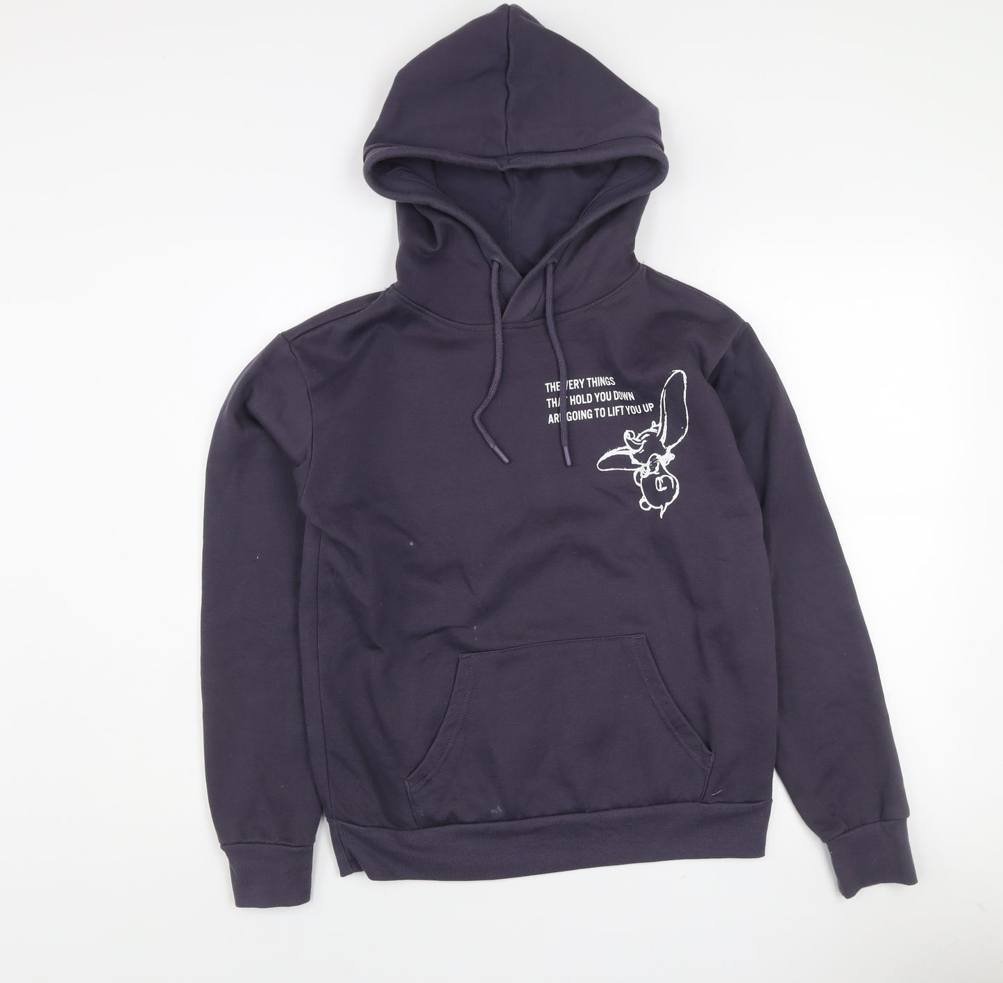 Disney Womens Navy Dumbo Hoodie 2XS Pullover Hooded Sweatshirt