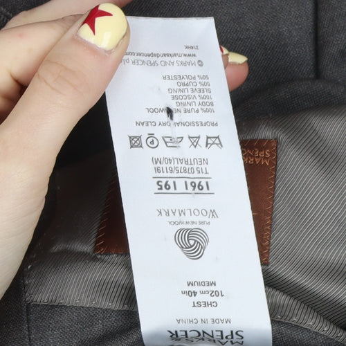 Marks and Spencer Men’s Grey Wool Blazer Jacket Medium 40in Classic Fit