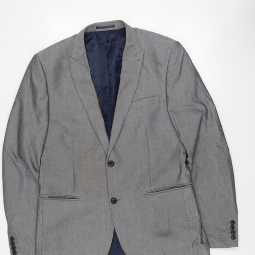 Next Men's Grey 42 Long Single-Breasted Blazer Jacket
