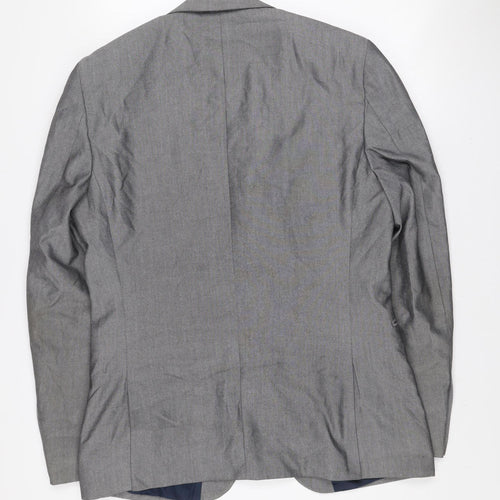 Next Men's Grey 42 Long Single-Breasted Blazer Jacket