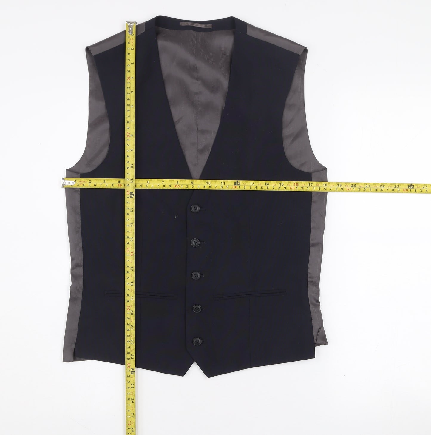 Next Men's Blue Regular Fit Waistcoat Size 36 Formal Classic Style