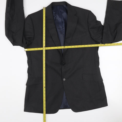 Marks and Spencer Men's Grey 44L Slim Fit Wool Blend Blazer Jacket