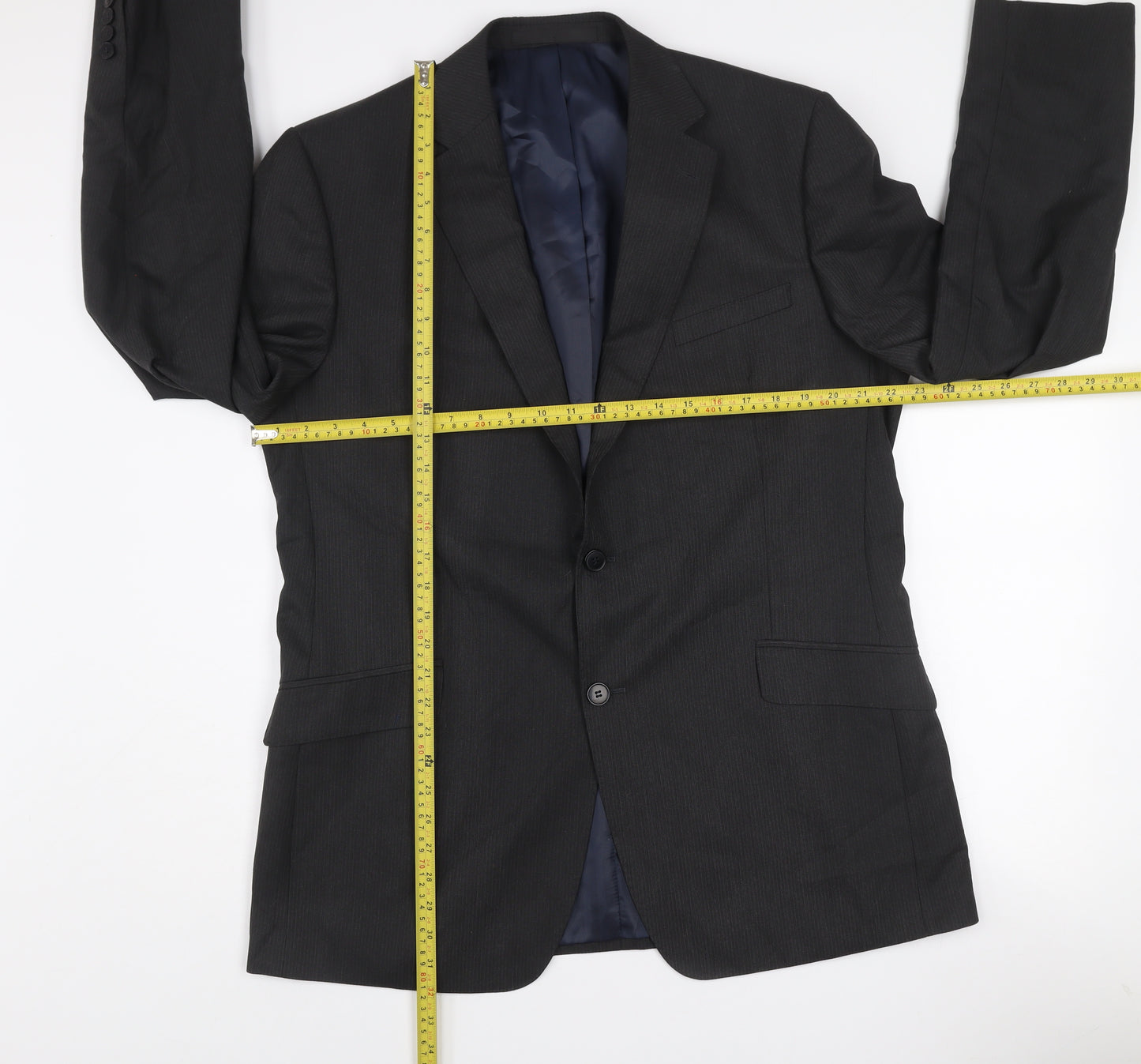 Marks and Spencer Men's Grey 44L Slim Fit Wool Blend Blazer Jacket