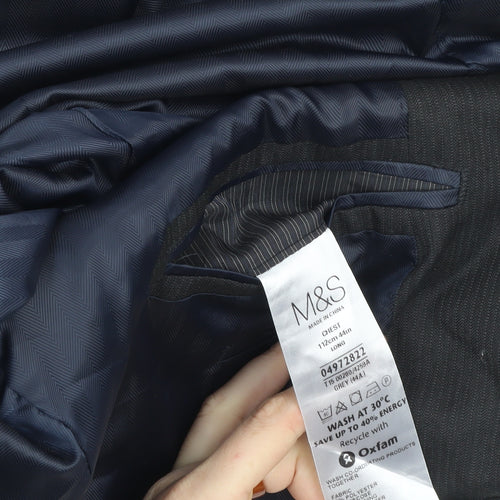 Marks and Spencer Men's Grey 44L Slim Fit Wool Blend Blazer Jacket
