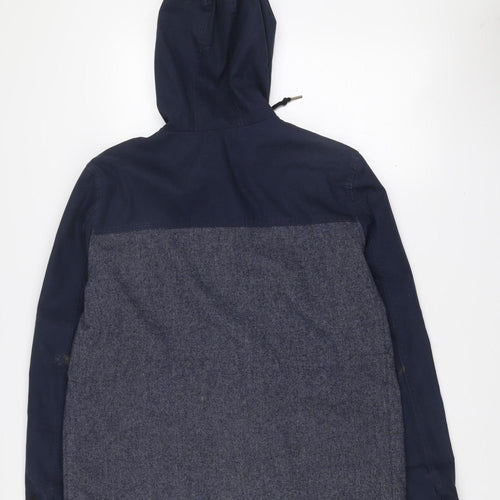 Topman Men’s Blue Hooded Parka Jacket L Cotton Blend