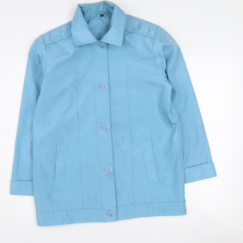 Fapness Women's Blue Mid-Length Rain Coat Size 10 Lined Button Waterproof